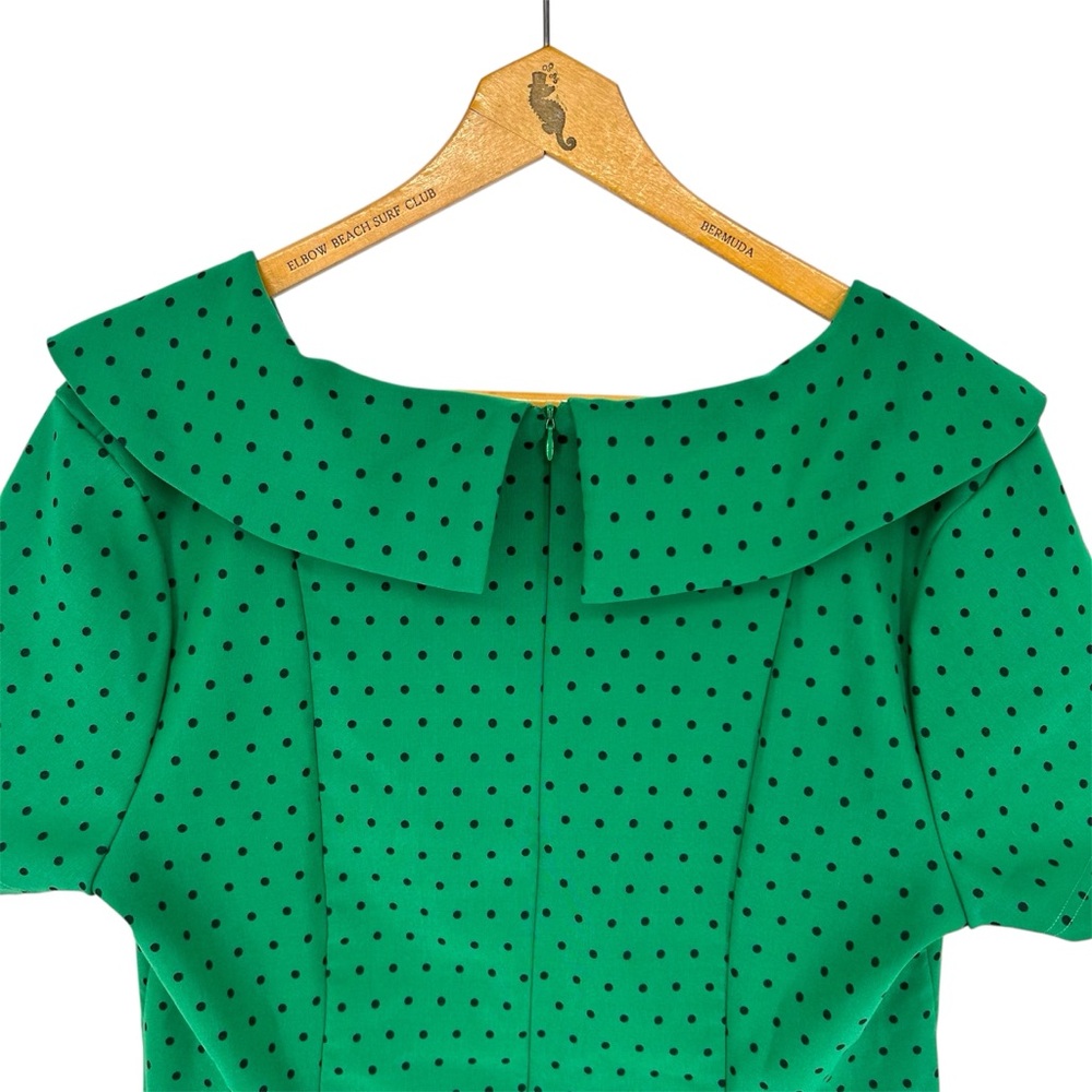 Tatyana Esmeralda Green and Black Polka Dot Swing Pin Up Dress Faux Buttons 4XL - Picture 6 of 9